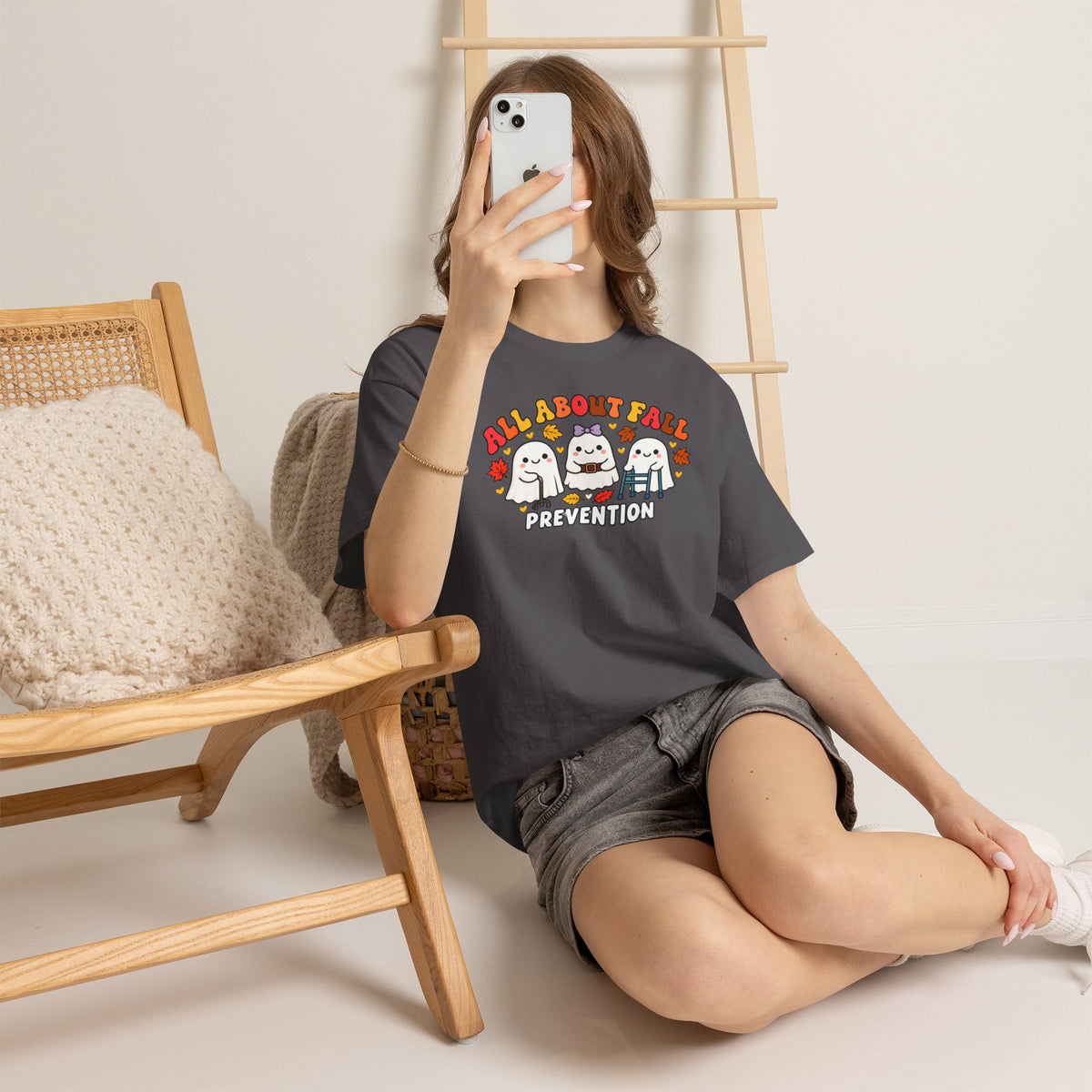All About Fall Prevention T-Shirt — Cute Ghosts Fall Prevention Tee